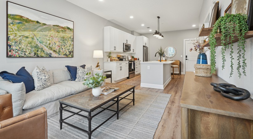 Living room with couch and table