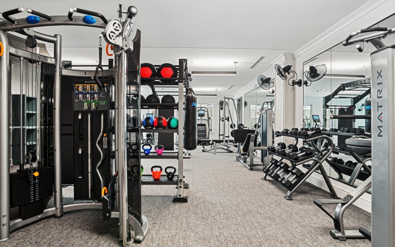 state of the art fitness center with free weights